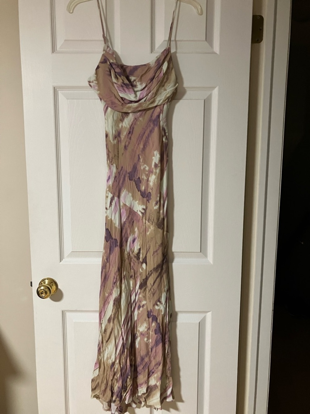 Hello Molly Beige and Purple Marble Print Maxi Dress